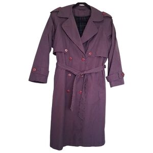 ​VIPetites Vintage Purple Trench Coat with Plaid Wool Blend Removable Liner 12